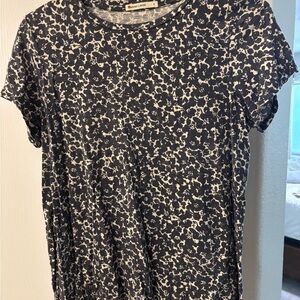Marine Layer Black and White Patterned Short Sleeve Top